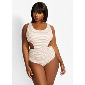 Vigoss Plus Size Striped Monokini Swimsuit